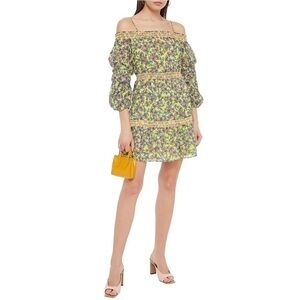 ALICE + OLIVIA Cold-shoulder floral-print cotton mini dress